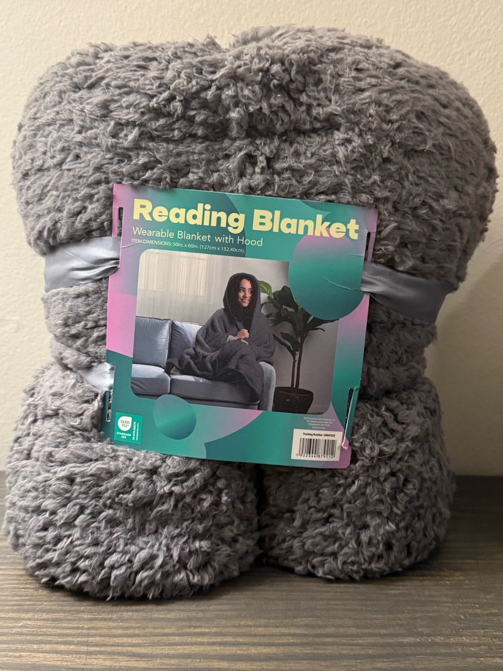 Reading Blanket Wearable Hooded Blanket - Gray
